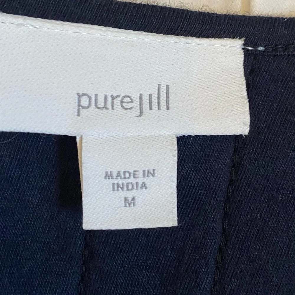 J.Jill Purejill 100% Cotton Navy Blue Quilted Jacket MD Tie Dye Button Front - Picture 11 of 13